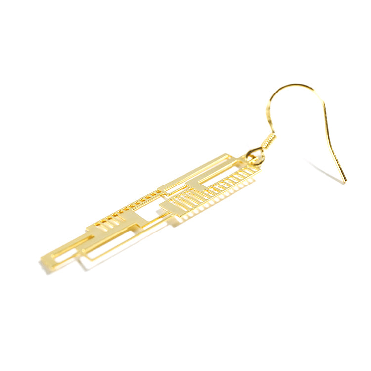 Gold Plated Architecture-Inspired Drop Earrings - AHED Project