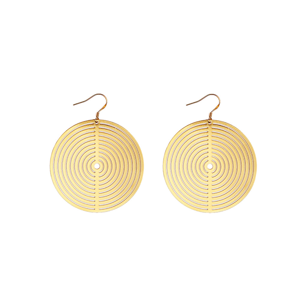 Statement Carved-Out Disc Drop Earrings - AHED Project