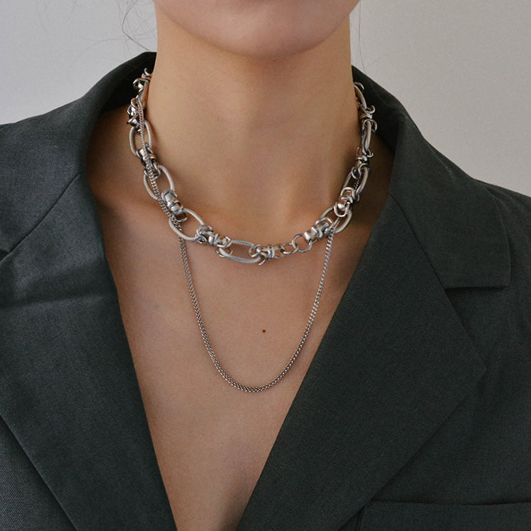 Chunky Titanium Steel Layered Braided Chain Link Choker – AHED Project