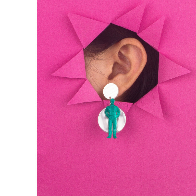 Playful & Colorful Figurines Disc Stud Earring - AHED Project