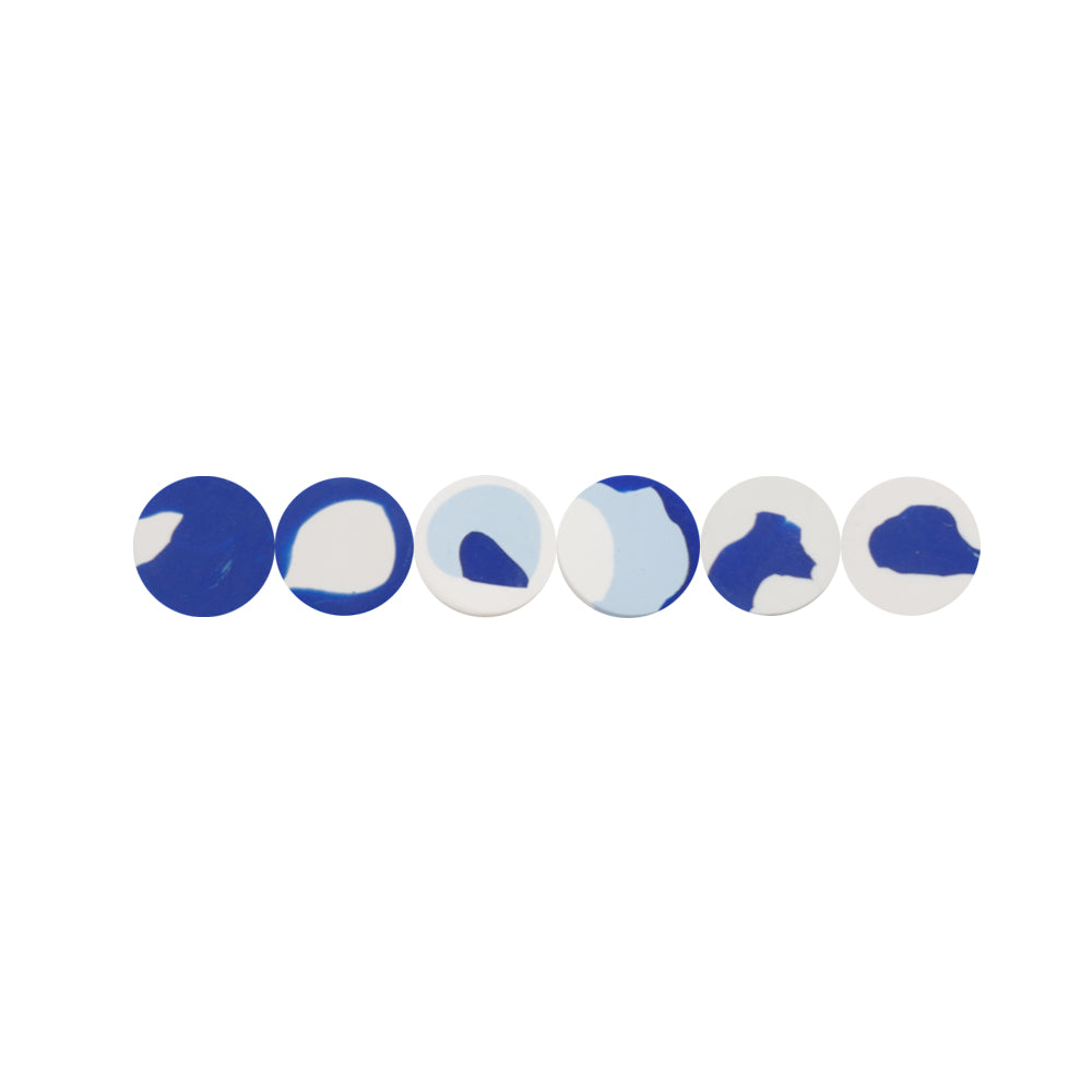 Hand-Painted Clay Disc Stud Earrings - Klein Blue Series - AHED Project