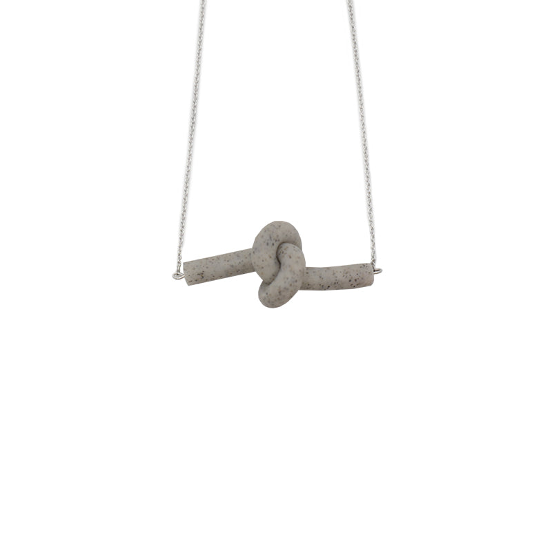 Grey Twist Knot Platinum Plated Dainty Necklace - AHED Project