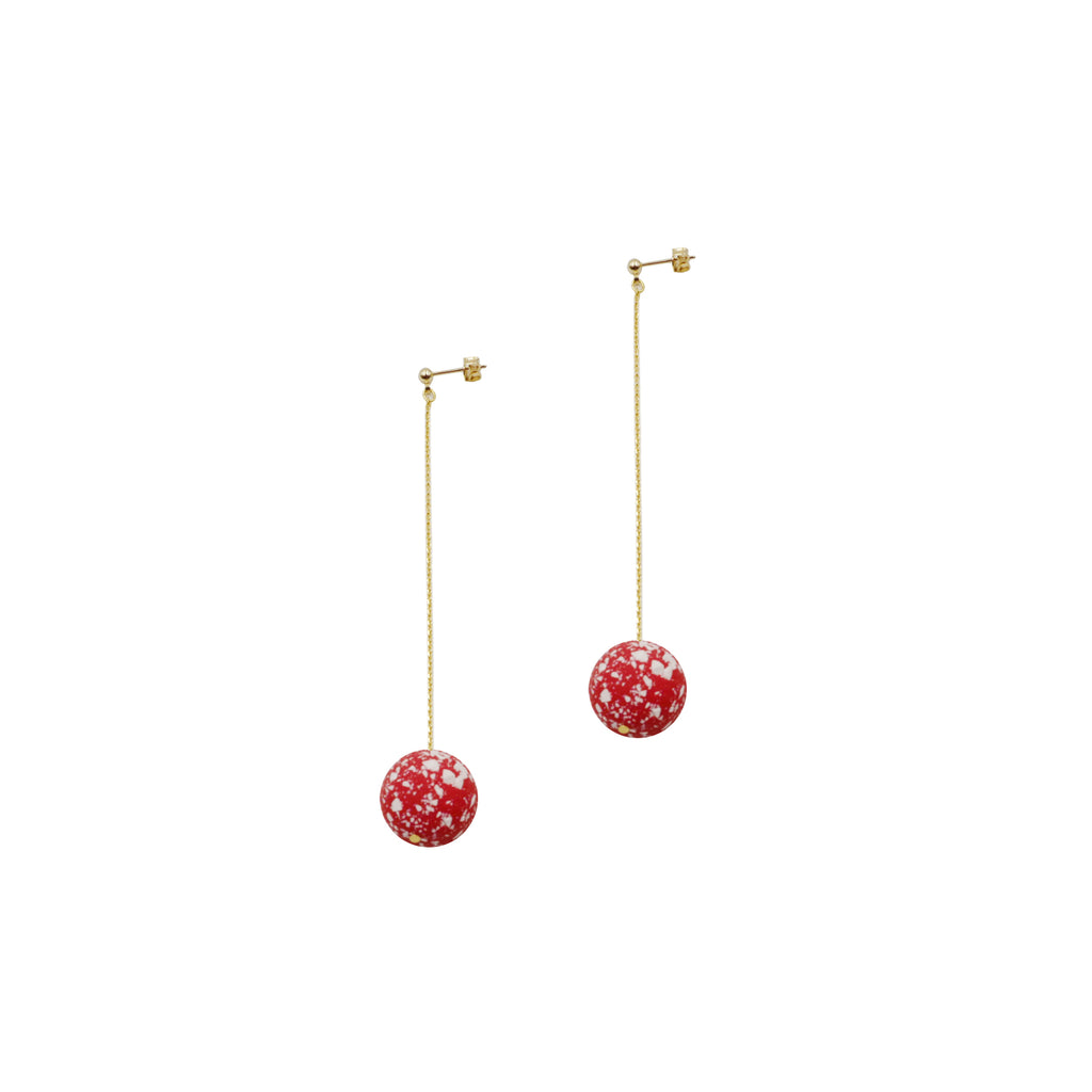 Snow Red Ball Chain Drop Earrings (Quick to ship) - AHED Project
