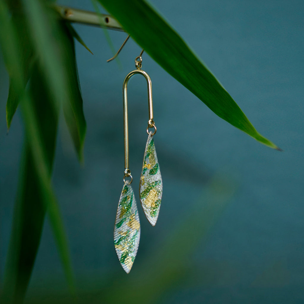 Bamboo Forest Series - Double Leaves Drop Earrings - AHED Project