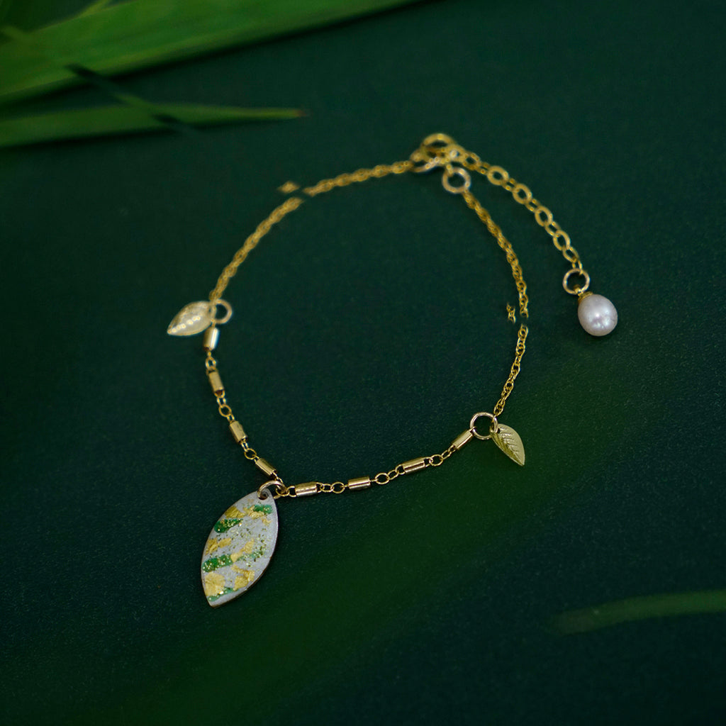 Bamboo Forest Series - 14K Gold Filled Pearl Drop Bracelet - AHED Project