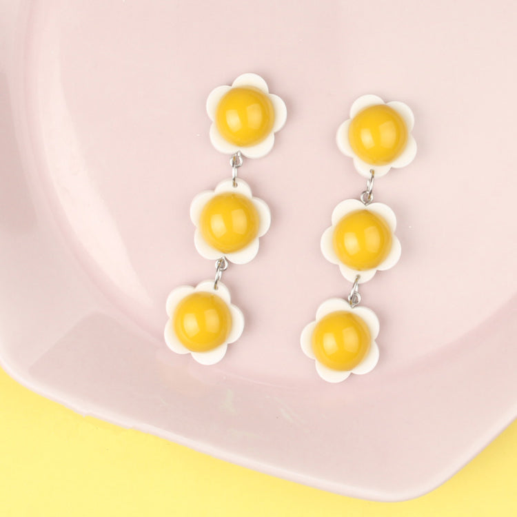 3D Egg Flowers Stacked Link Drop Earrings - AHED Project