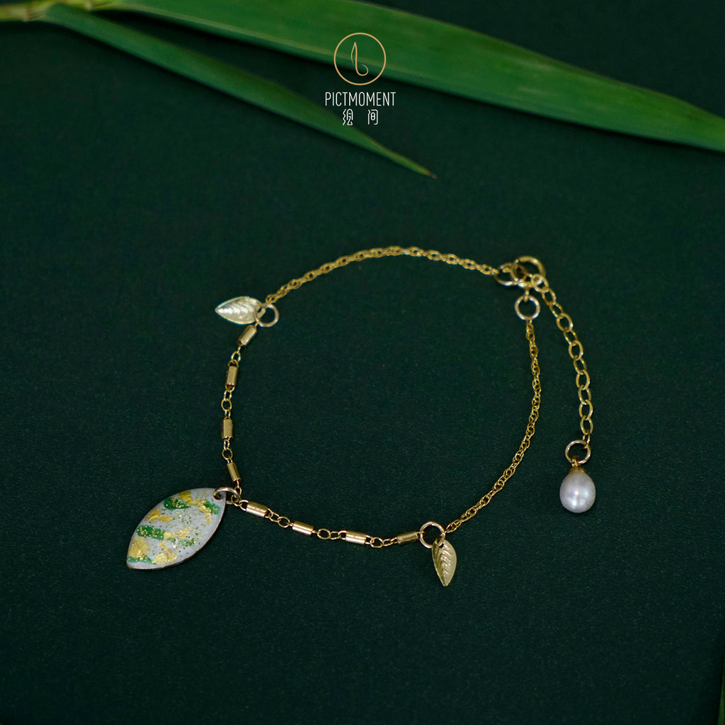 Bamboo Forest Series - 14K Gold Filled Pearl Drop Bracelet - AHED Project