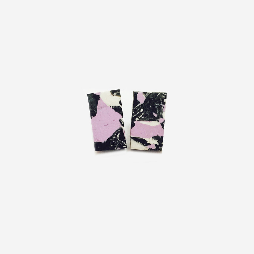 Marbled Blend Clay Rectangular Stud Earrings (Quick to ship) - AHED Project