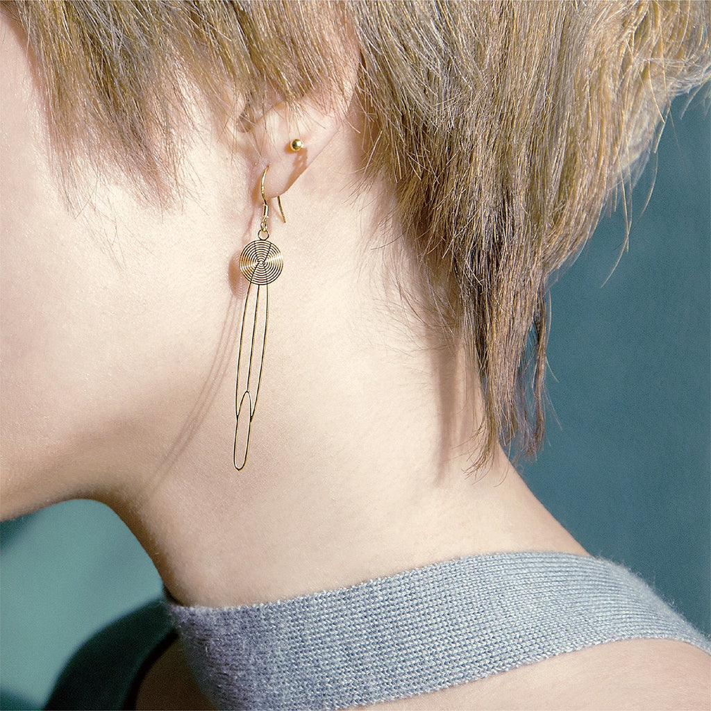 Gold Plated Retro Disc Chain Drop Earrings - AHED Project
