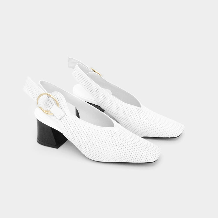 Hollow Leather Slingback Block Heel Mules- 3 Shades - AHED Project