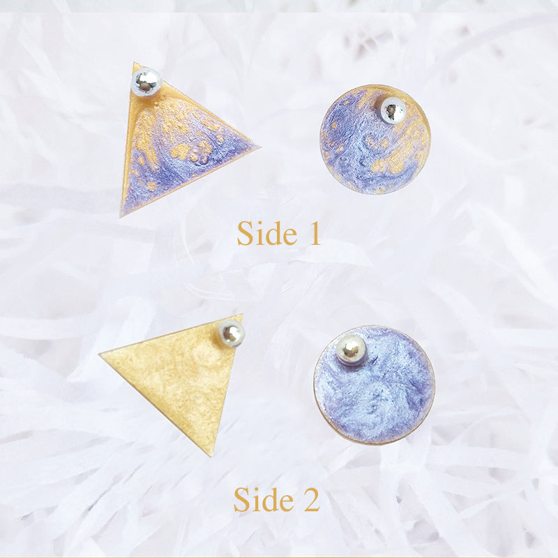 Reversible Hand-Painted Asymmetrical Stud Earrings - AHED Project