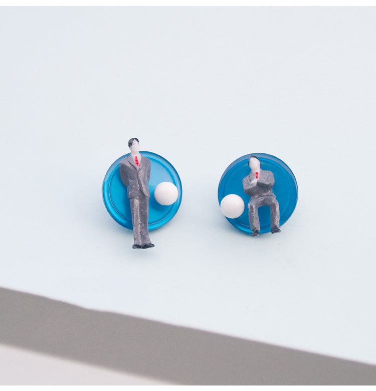 Businessman Figurine Disc Stud Earrings - AHED Project