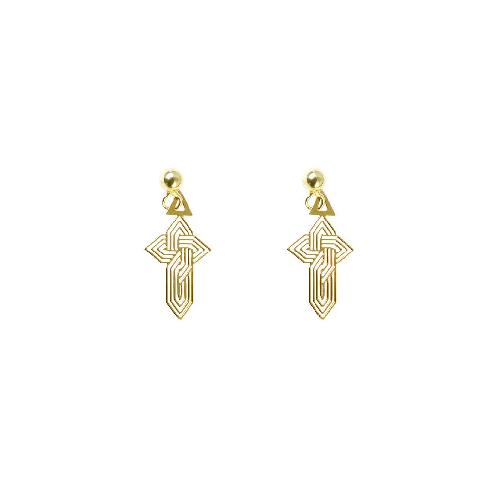 Petite Gothic-Inspired Gold Plated Drop Earrings - AHED Project