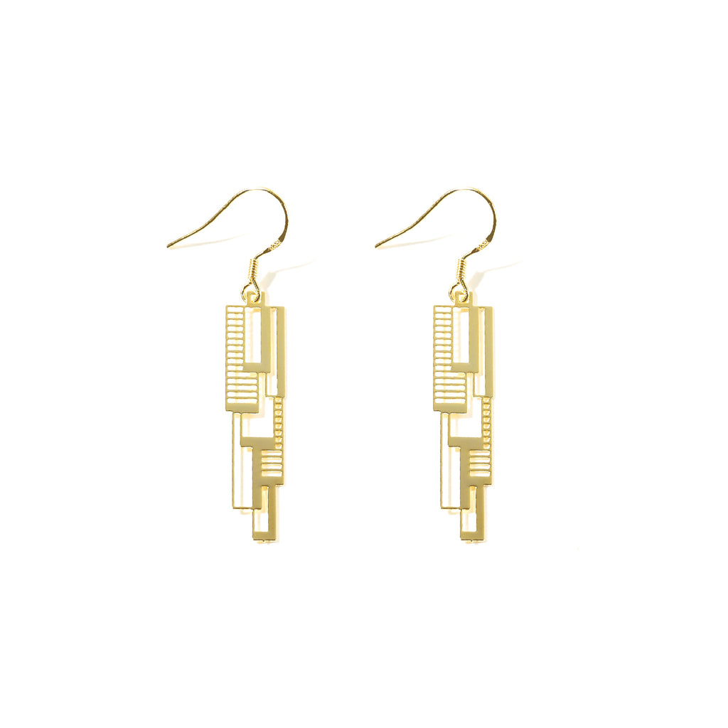 Gold Plated Architecture-Inspired Drop Earrings - AHED Project
