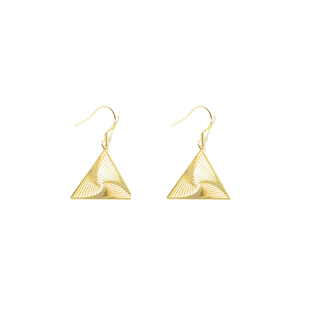 18K Gold Plated Cutout Wave Triangle Drop Earrings - AHED Project