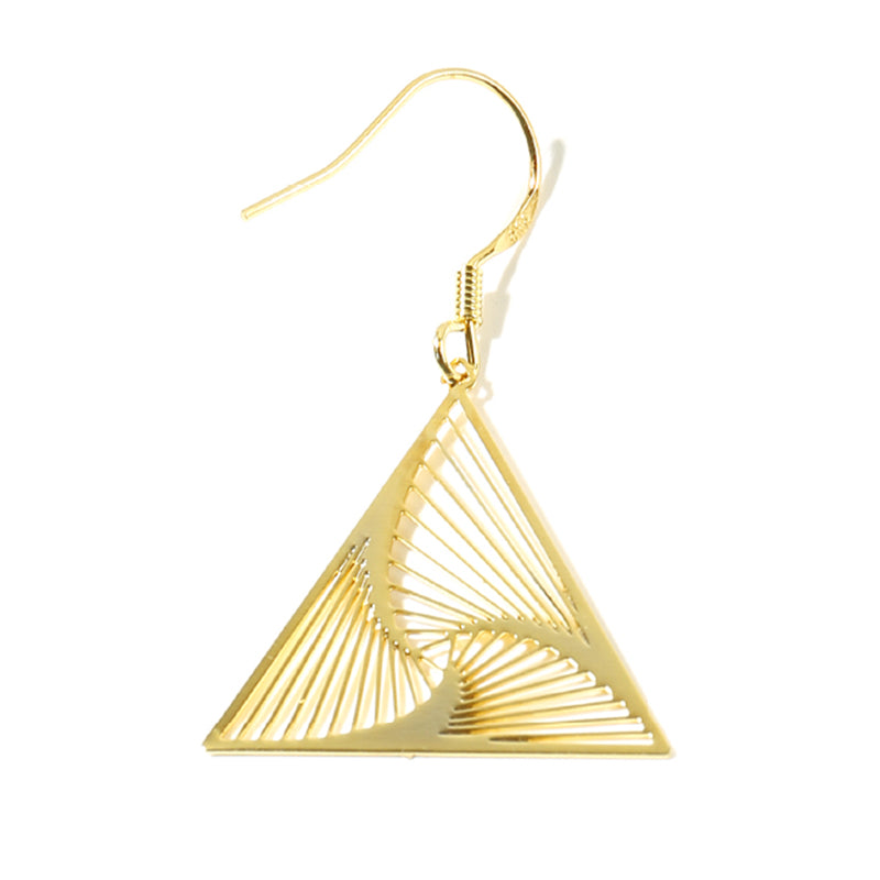 18K Gold Plated Cutout Wave Triangle Drop Earrings - AHED Project
