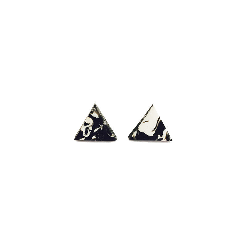 Marble Blend Clay Triangle Stud Earrings (Quick to ship) - AHED Project