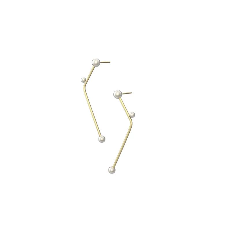 Minimalist Simple Line 14K Gold Filled Pearl Earrings - AHED Project
