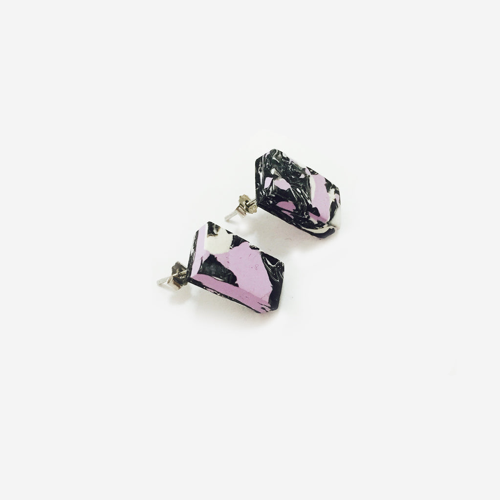 Marbled Blend Clay Rectangular Stud Earrings (Quick to ship) - AHED Project