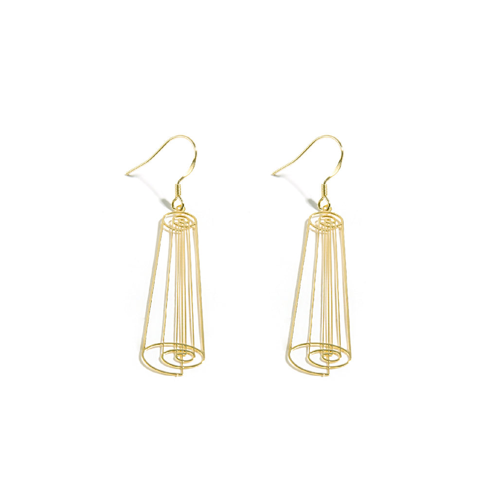 18K Gold Plated Cutout Roll Drop Earrings - AHED Project
